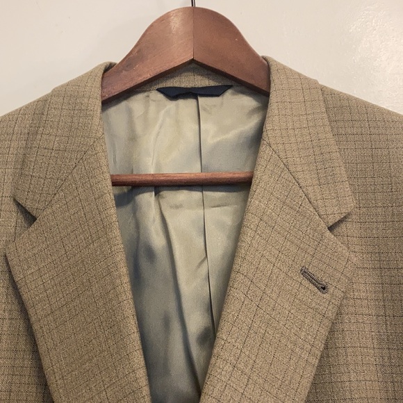 Burberry London Union Made Tan Windowpane Blazer Size 48R - Picture 3 of 13